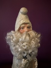 Antique Belsnickle 16” Germany Santa White Pre War Mica Spun Glass picture