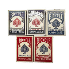 5 Vintage Bicycle Playing Card Decks 808 86 Rider New Fan Back Tax Stamps USPCC picture