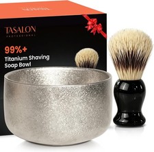Titanium Shaving Bowl with Brush, Crystalline Lather Mug, 4.8 inch PURE Titanium picture