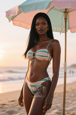 Gorgeous Nigerian Babes Vintage Swimsuit Body Types Umbrellas 4X6 Fantasy Photo picture