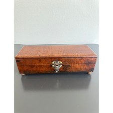 Vintage Wooden Music Box Plays Silent Night Cheney England Latch Jewelry Chest picture