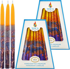 2-Pack Dripless Hanukkah Candles Decorative Purple, Blue, Orange Orange Frosted picture