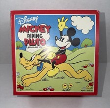 Vintage Schylling Mickey Mouse Riding Pluto Wind-Up Toy Disney Collectible NOS picture