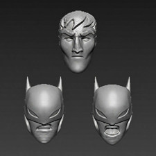 2004 The Batman Animated Show Bruce Wayne Batman Head Sculpts Mezco McFarlane picture