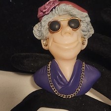 Vintage J Manning Limited Edition Resin Magnet Whimsical Lady Purple Red Hat picture