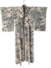 1930s Antique Japanese Summer Silk Kimono Robe Vintage Yukata Robe Coat Gown picture