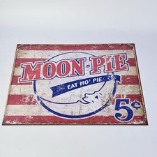Moon Pie Eat Mo 5 Cents Metal Sign Tin Vintage Garage Bar Decor Old Rustic picture