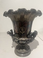 Antique Victorian Silverplate Urn Vase with Grape Pattern, Fluted Design picture