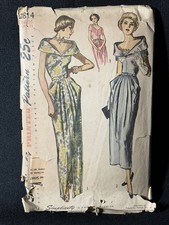 Vintage 1940s Simplicity 2814 Misses Size 16 Evening Gown Day-Time Length Dress picture