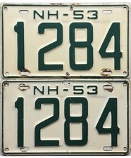 1953 New Hampshire License Plate PAIR #1284  YOM picture
