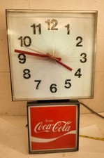 Vintage 1970s Ingress-Plastine Coca Cola Lighted Clock Sign 12X21 In Look picture