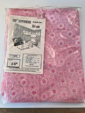 Vtg CURTAINS Pink and White Daisy Flowers SHEER Dacron 24