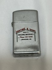 Zippo Vintage 1969 HAATING & SONS  BUILDING MATERIALS Slim Lighter. RARE picture