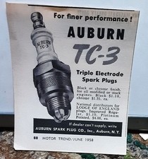 1958 Auburn TC-3 Spark Plug Ad Triple Electrode Auburn NY Mini picture