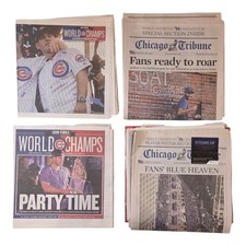 Chicago Tribune and Chicago Sun-Times Newspaper Cubs Baseball World Championship picture