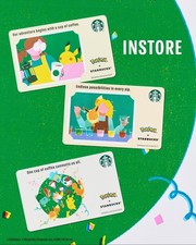Pokemon Starbucks Card 3 cards set Pikachu Coffee Connection Eevee 2026 Limited picture