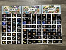 Vintage NOS Space Futuristic Prismatic Foil Sticker Sheet 32 Lot Of 3 picture