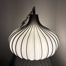 Mid Century 1960’s Onion Garlic Hanging Pendant Swag Light Lamp Retro 5' Chain picture