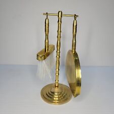 Vintage Solid Brass Mini Table Sweeper Crumber Broom Dustpan And Stand Set Nos picture