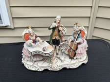 Vintage DRESDEN LACE Musical Trio Porcelain Figurine, Germany picture