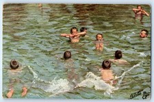 c1910's Childrens Swimming Hole Oilette Tuck Unposted Antique Postcard picture