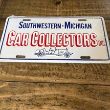 NOS Vintage Southwestern Michigan Car Collectors INC. Car Club License Plate New picture