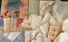Vintage lot of 29, Embroidered, Lace, Cutwork hand towels, small linens picture