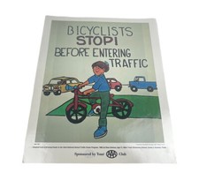 Vintage 80’s AAA Club DOUBLE SIDED Safety 15.5”x18.5” Laminated Poster￼ USA picture