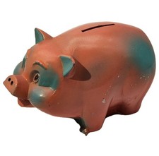 Vintage MCM Piggy Bank CAST ALUMINUM With Key Nat'l Bank of Commerce Superior WI picture