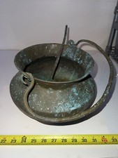 ANTIQUE COPPER HEARTH POT KETTLE WITH LADLE picture