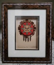 Kenneth Banks Northern Sun Shield Shadow Box Picture Signed Native American Art  picture
