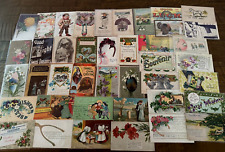 ~Lot of 43 Antique 1900's~Mixed Topics Greetings Postcards~All with stamps-h808 picture