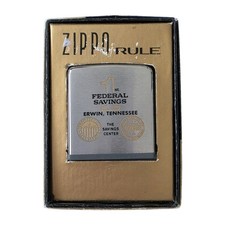 Vintage 1960s Zippo Rule Tape Measure 1st Federal Savings Erwin TN w/ Box picture