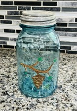 Vintage 1923-1933 Blue Ball Mason Jar #15 with Zinc Lid-Rare picture