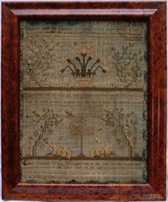 EARLY 19TH CENTURY LAMBS, MOTIF & VERSE SAMPLER BY PATIENCE CAROLINE WHITE  1817 picture