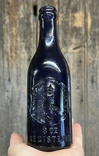🔥RARE Antique Ephraim Provo Salem MA Witch City Bottling Works 8oz Blue Bottle picture