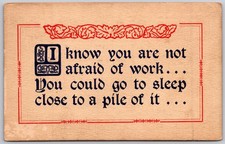 1911 Humorous Work Sleep Sarcasm Postcard New Mayville PA Postmark picture