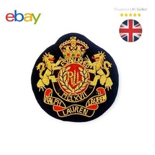  Polo Handmade Embroidered '8CM' Black Background Blazer Patch. picture