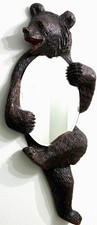 Antique Black Forest Bear hugging mirror Wall plaque 12.5” picture