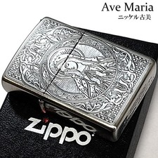 Zippo Ave Maria Amulet Antique Silver Etching One Sided Processing Lighter Japan picture