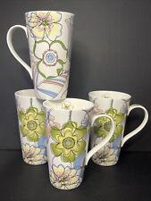Gallery Chloe Mod Retro Floral Spring Colorful Flowers Set 4 Coffee 14 oz Cups picture