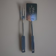 Vintage Ekco Spatula And Serving Fork Set Light Blue picture