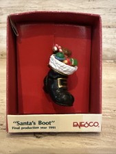 Vintage 1990 Enesco Small Wonders Miniature Collectibles Santa's Boot Ornament picture