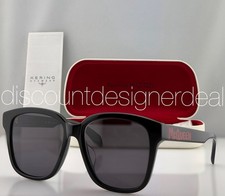 Alexander McQueen AM0331SK 002 Square Sunglasses Black Red Gray Lens 56mm NEW picture