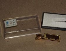 VINTAGE 1979 JAPAN BOXCAR TRAIN TIE BAR CLIP RAILROAD EXC 2 picture
