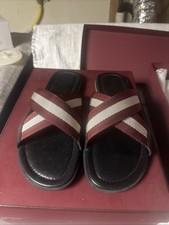 Bally Open Toe Sandals Red Straps Black Leather With Padding For Comfort picture