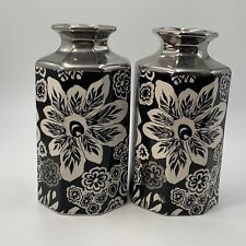 Per of Missoni For Target Silver Top 10.5” Vase Black and White Floral   picture