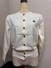 Vivienne Westwood Women Cardigan Ivory Knit Orb Logo Brown Buttons picture