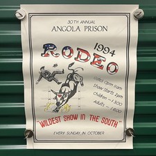 Vintage Angola Prison Rodeo Poster Print Litho Western Country Decor 1990s RARE picture