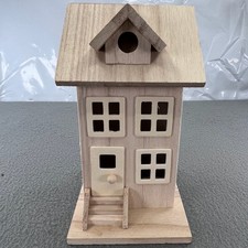 Make Market Wood Birdhouse Unfinished Natural DIY Craft 7.5in Farmhouse Decor picture